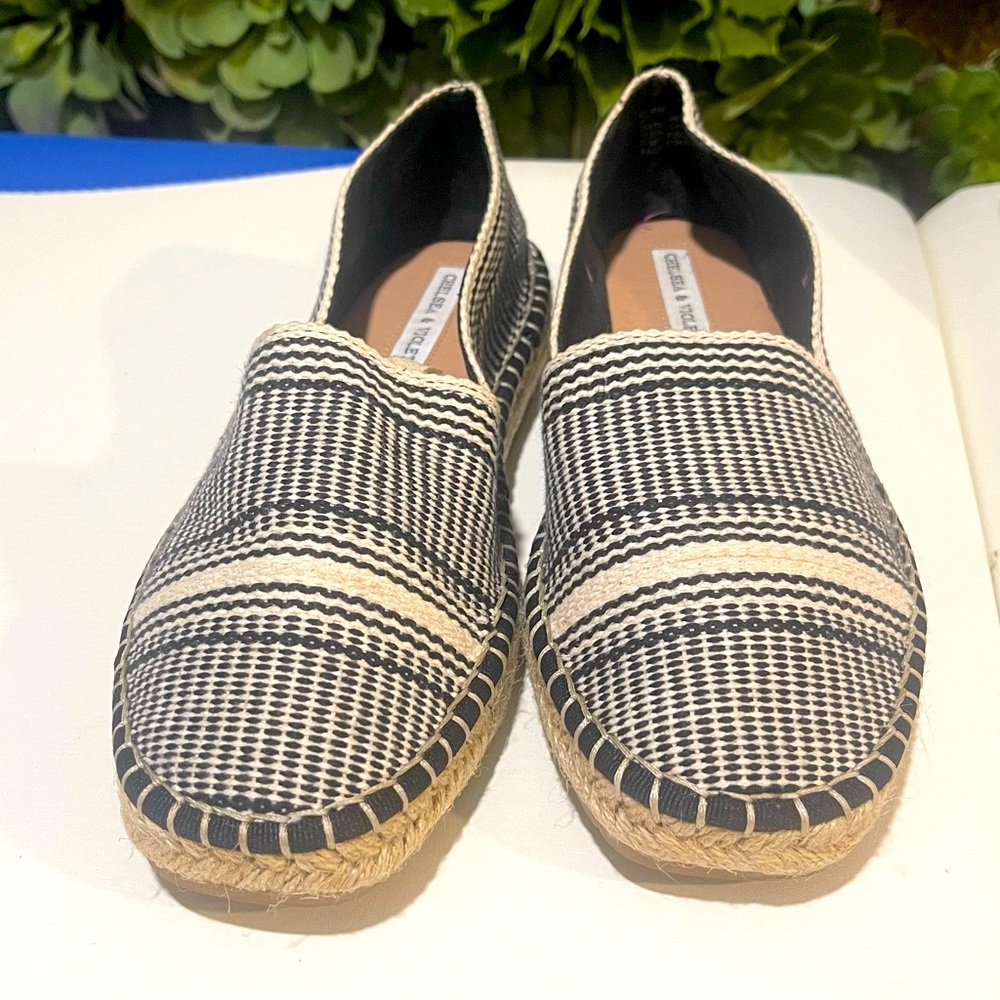 Chelsea & Violet Slip On Mimi Flocked Printed Espadrilles Shoes,womens 8